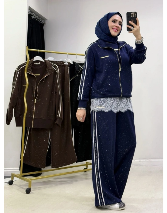Şık Spor 3 Parça Takım Lacivert