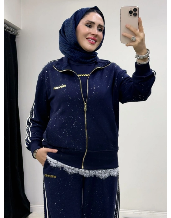 Şık Spor 3 Parça Takım Lacivert