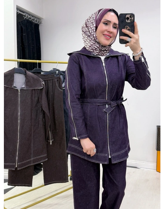 Tasarım Kot Takım Mürdüm