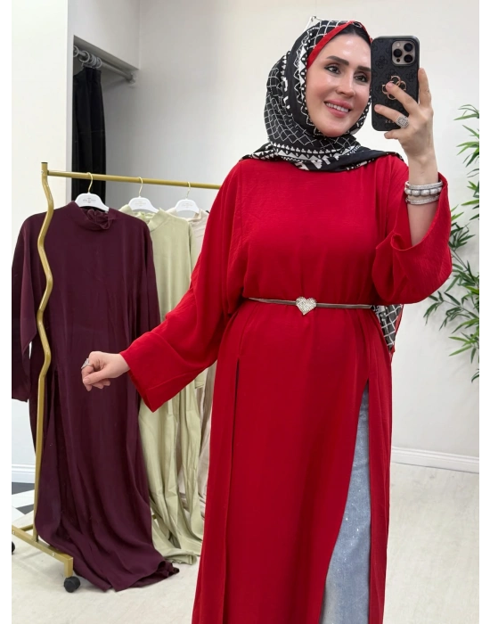 Tasarım Tam Boy Tunik Kırmızı