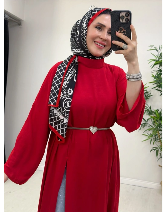 Tasarım Tam Boy Tunik Kırmızı