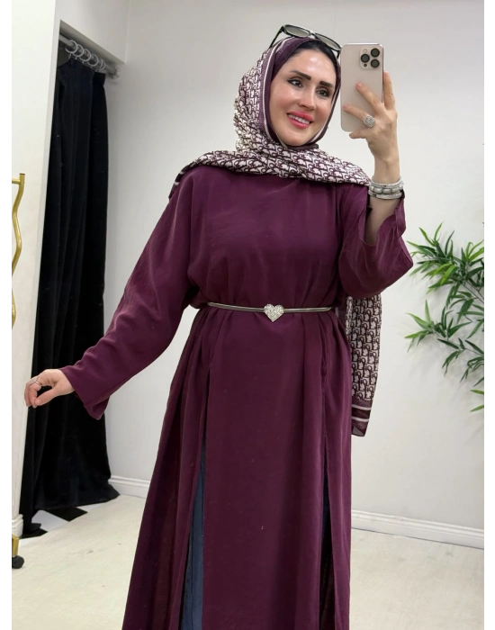Tasarım Tam Boy Tunik Mürdüm