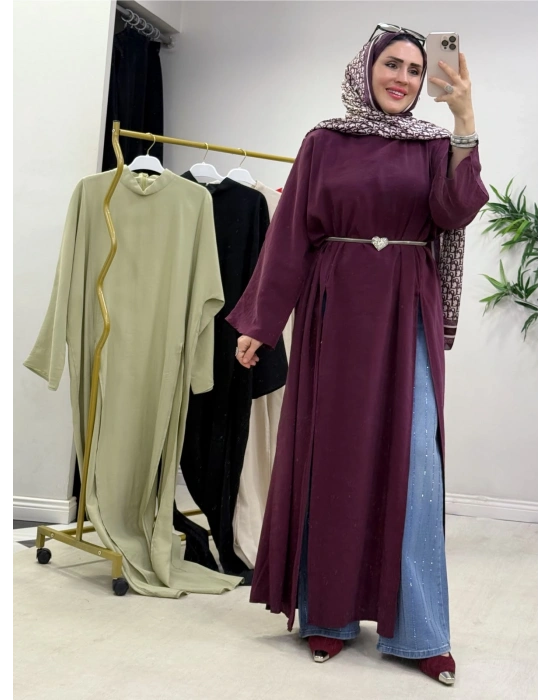 Tasarım Tam Boy Tunik Mürdüm
