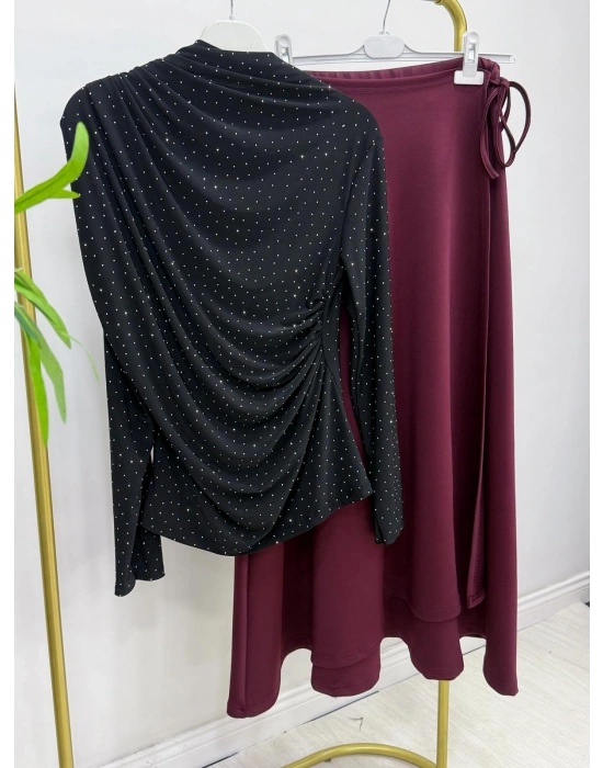 Taşlı Candy Body Siyah