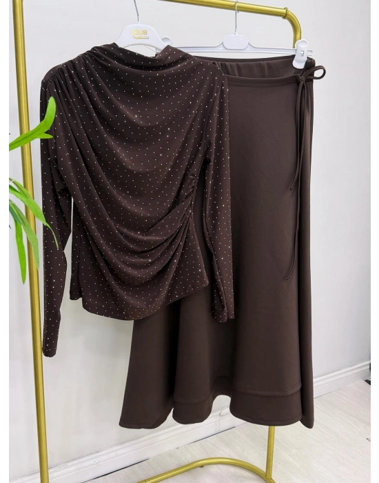 Taşlı Candy Body Kahverengi