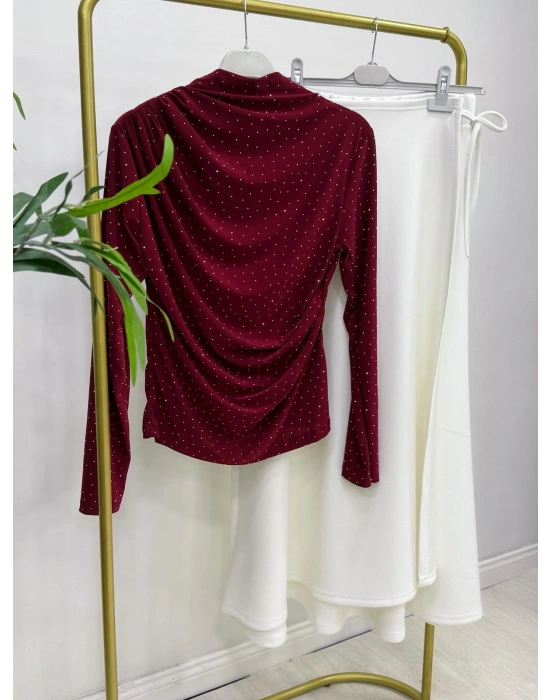 Taşlı Candy Body Bordo