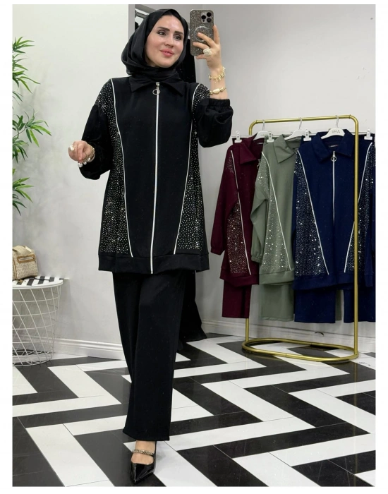 Taşlı Takım – Oysho Kumaş Siyah