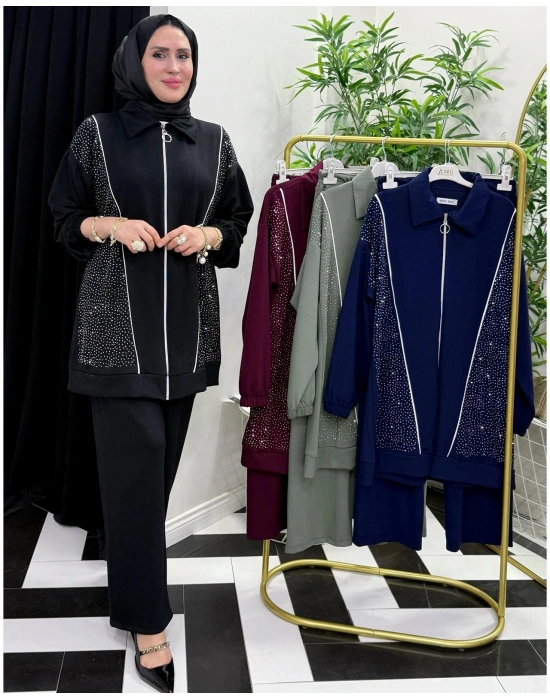 Taşlı Takım – Oysho Kumaş Siyah