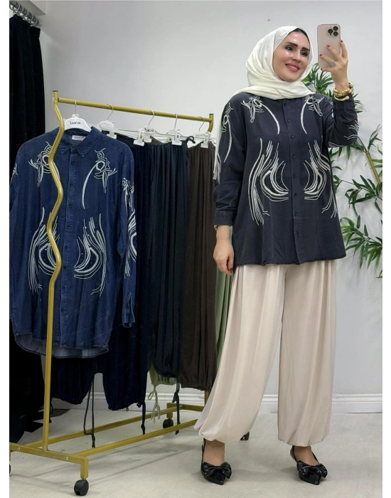 Tencel Kot Gömlek Füme Rengi