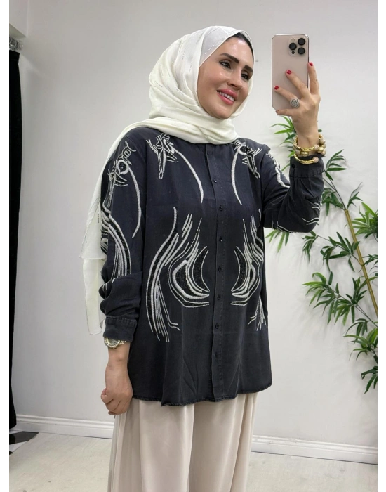 Tencel Kot Gömlek Füme Rengi