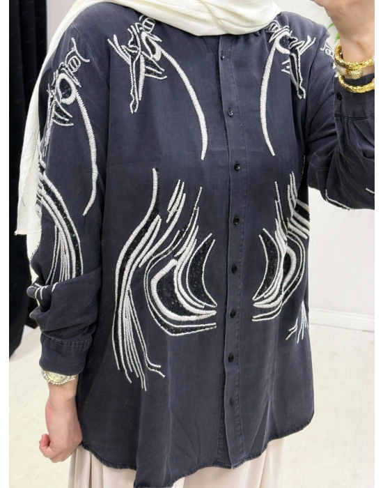 Tencel Kot Gömlek Füme Rengi