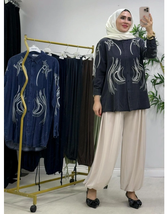 Tencel Kot Gömlek Füme Rengi