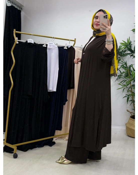 Yeni Sezon Abaya Takım Kahverengi