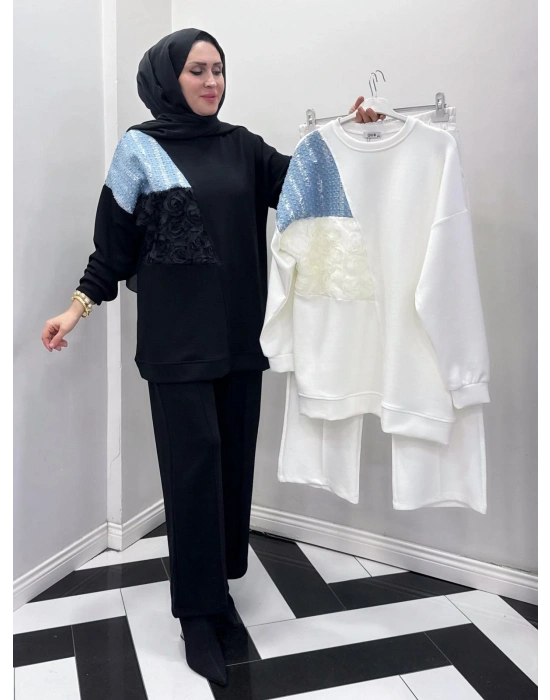 Yeni Sezon Gül Detaylı Takım Siyah