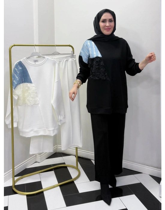 Yeni Sezon Gül Detaylı Takım Siyah