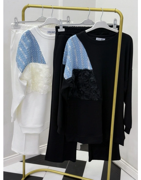 Yeni Sezon Gül Detaylı Takım Siyah