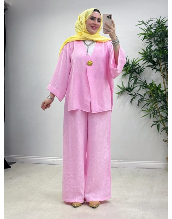 Yeni Sezon Keten Takım Pembe