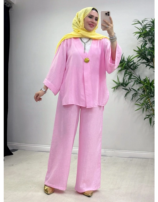 Yeni Sezon Keten Takım Pembe