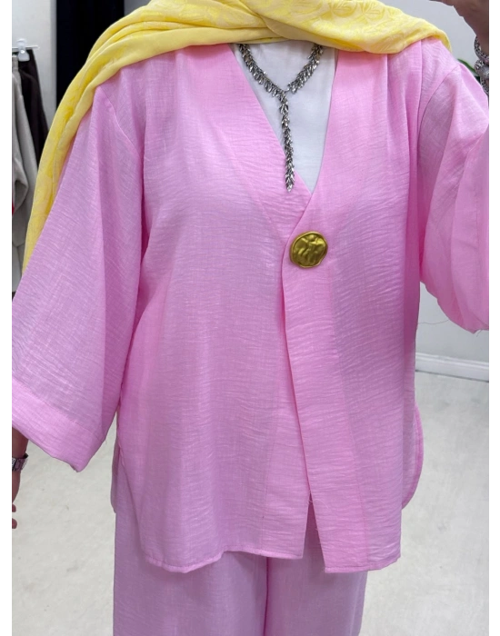 Yeni Sezon Keten Takım Pembe
