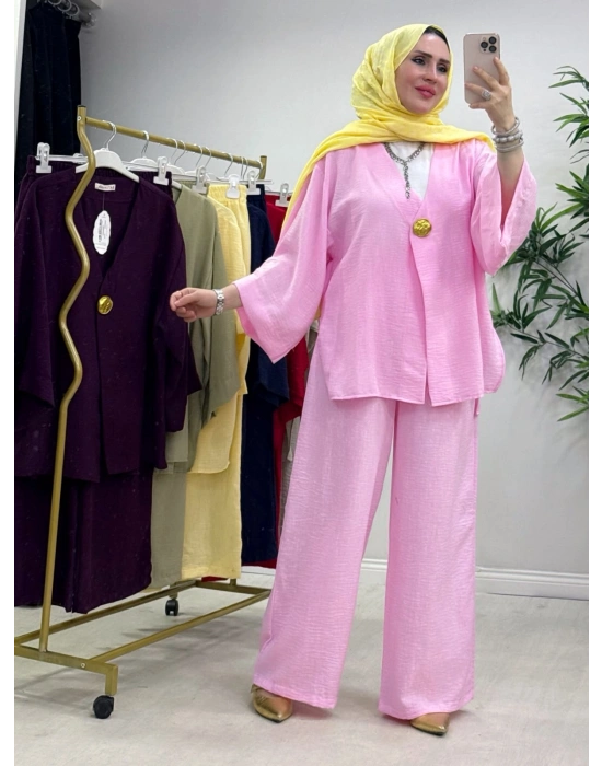 Yeni Sezon Keten Takım Pembe