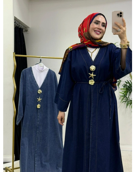 Yeni Sezon Koyu Renk Denim Kimono