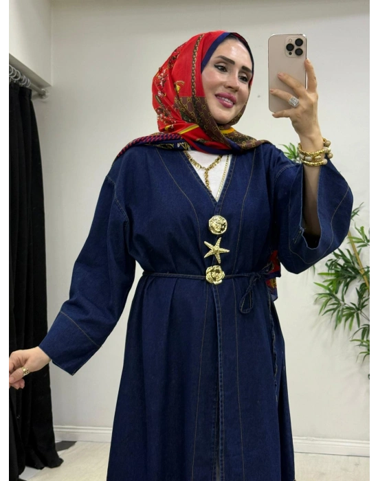 Yeni Sezon Koyu Renk Denim Kimono