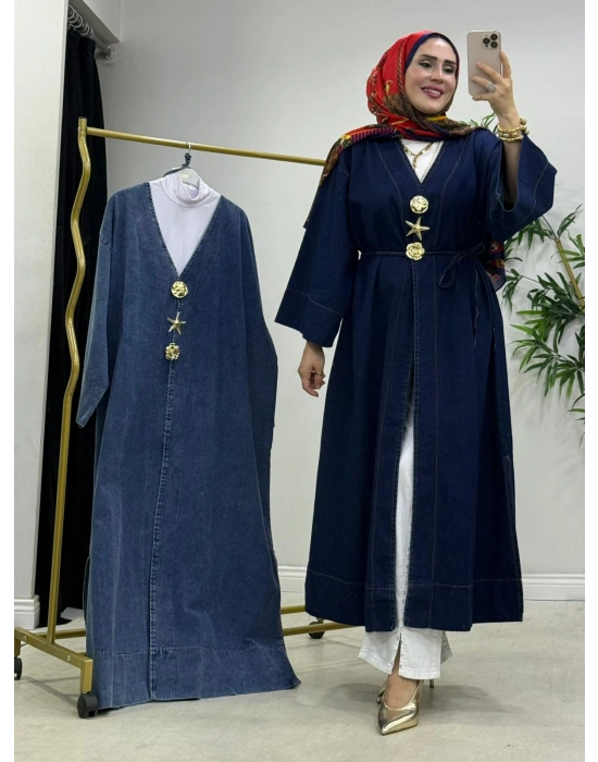 Yeni Sezon Koyu Renk Denim Kimono