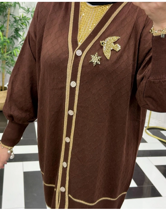 Yeni Sezon Merserize Hırka Kahverengi