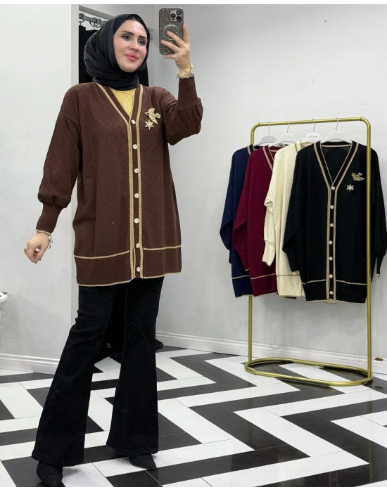 Yeni Sezon Merserize Hırka Kahverengi