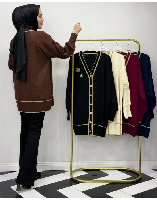 Yeni Sezon Merserize Hırka Kahverengi