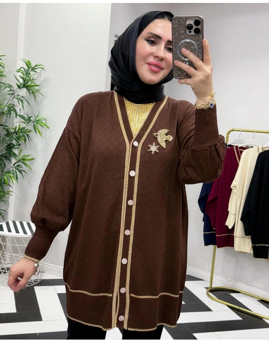 Yeni Sezon Merserize Hırka Kahverengi