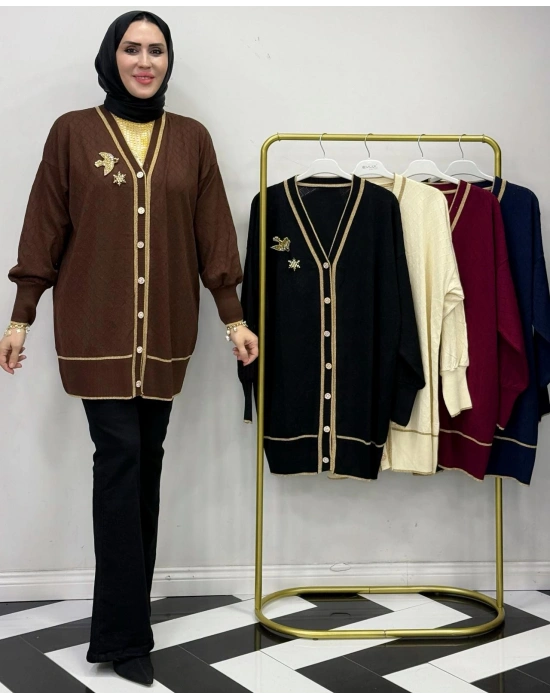 Yeni Sezon Merserize Hırka Kahverengi