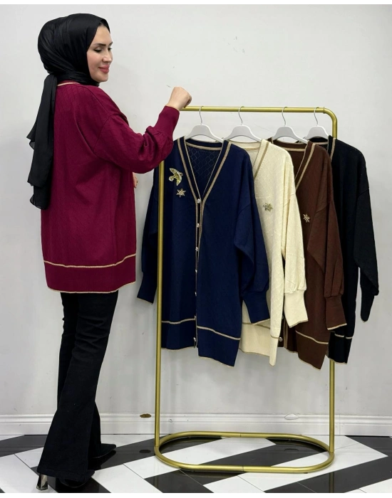 Yeni Sezon Merserize Hırka Bordo