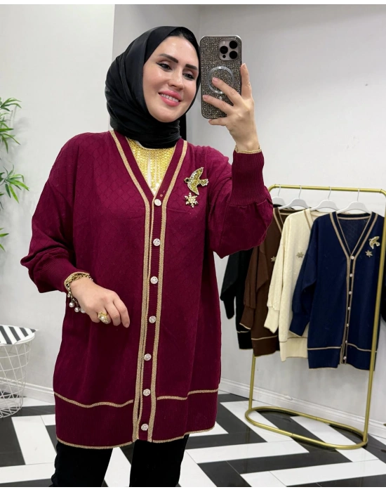 Yeni Sezon Merserize Hırka Bordo