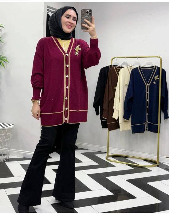 Yeni Sezon Merserize Hırka Bordo