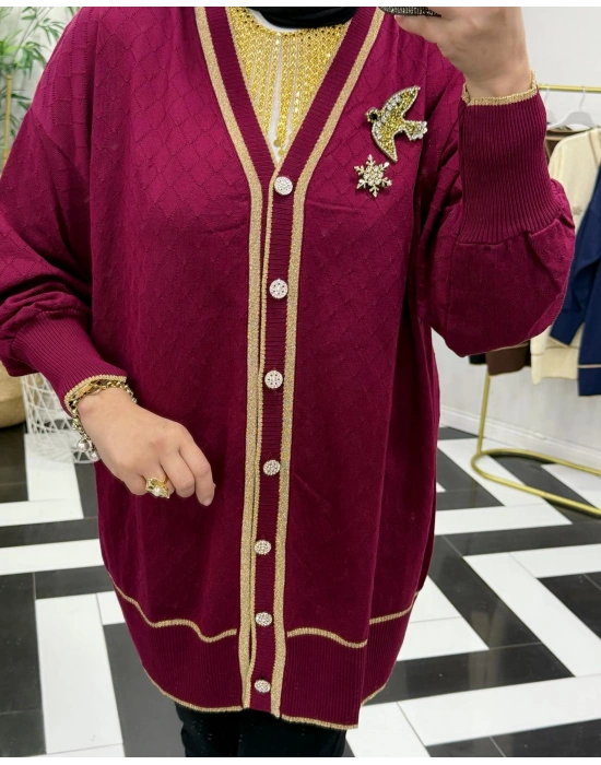 Yeni Sezon Merserize Hırka Bordo