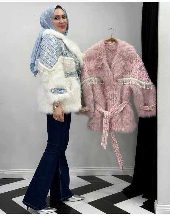 Yeni Sezon Tasarım İthal Kürk Mavi