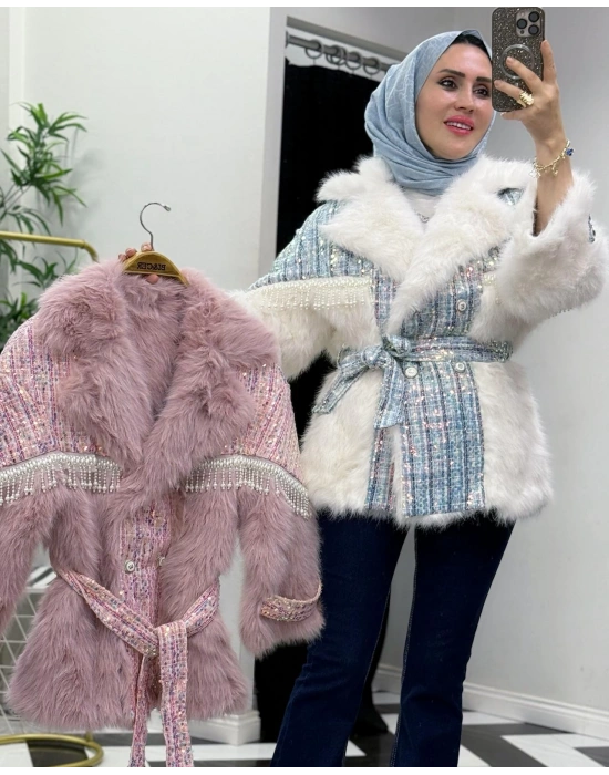 Yeni Sezon Tasarım İthal Kürk Mavi