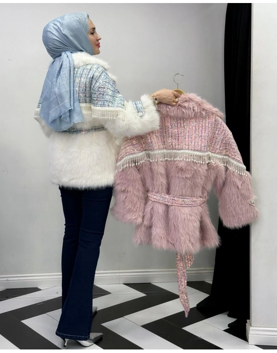 Yeni Sezon Tasarım İthal Kürk Mavi