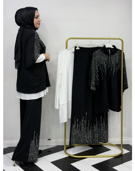 Yeni Sezon Taşlı Takım – Pamuklu Esnek Kumaş, Rahat Kalıp