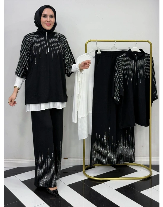 Yeni Sezon Taşlı Takım – Pamuklu Esnek Kumaş, Rahat Kalıp