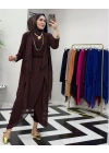3’lü Takım Şık Tesettür Elbise – Candy Kumaş Kahverengi