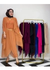 3’lü Takım Şık Tesettür Elbise – Candy Kumaş Somon