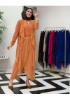3’lü Takım Şık Tesettür Elbise – Candy Kumaş Somon