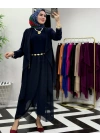 3’lü Takım Şık Tesettür Elbise – Candy Kumaş Lacivert