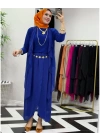 3’lü Takım Şık Tesettür Elbise – Candy Kumaş Saks Mavi