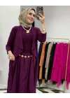 3’lü Takım Şık Tesettür Elbise – Candy Kumaş Mürdüm