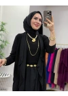 3’lü Takım Şık Tesettür Elbise – Candy Kumaş Siyah
