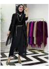 3’lü Takım Şık Tesettür Elbise – Candy Kumaş Siyah