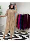 3’lü Takım Şık Tesettür Elbise – Candy Kumaş Vizon